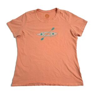 Life Is Good Women's Medium Kayak River Water Summer Short Sleeve Tee Orange